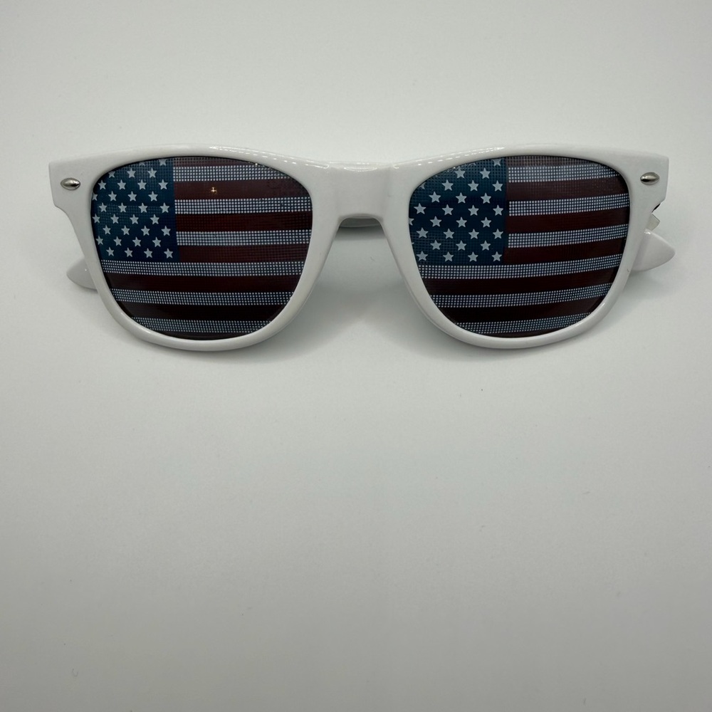 White Framed American Flag Sunglasses